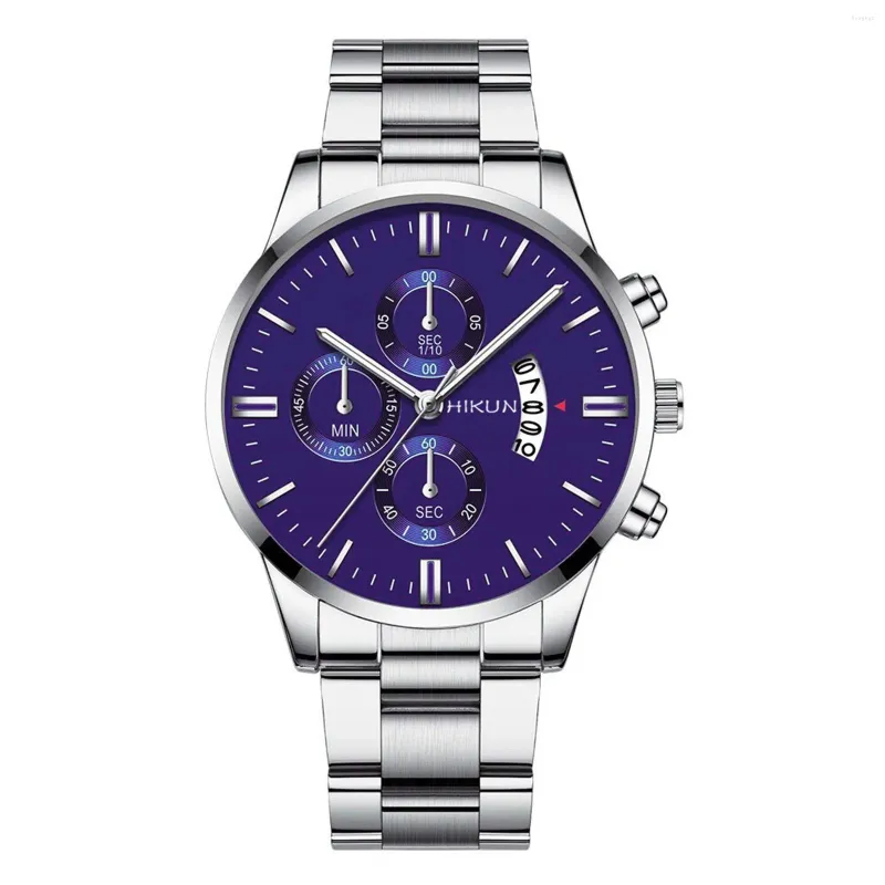 Relojes de pulsera Moda minimalista elegante con esfera de banda de acero Reloj de cuarzo para hombre Regalo Plata Elegante atmósfera de hombre