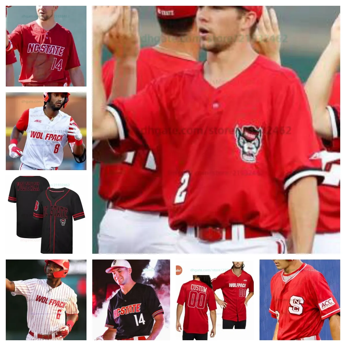 Personalice NC State Drew Lanphere Wolfpack NCAA College Baseball camisetas cosidas cualquier nombre cualquier número Viste 16 Eli Serrano III Sam Highfill Jaxon Lucas Heath Andrews