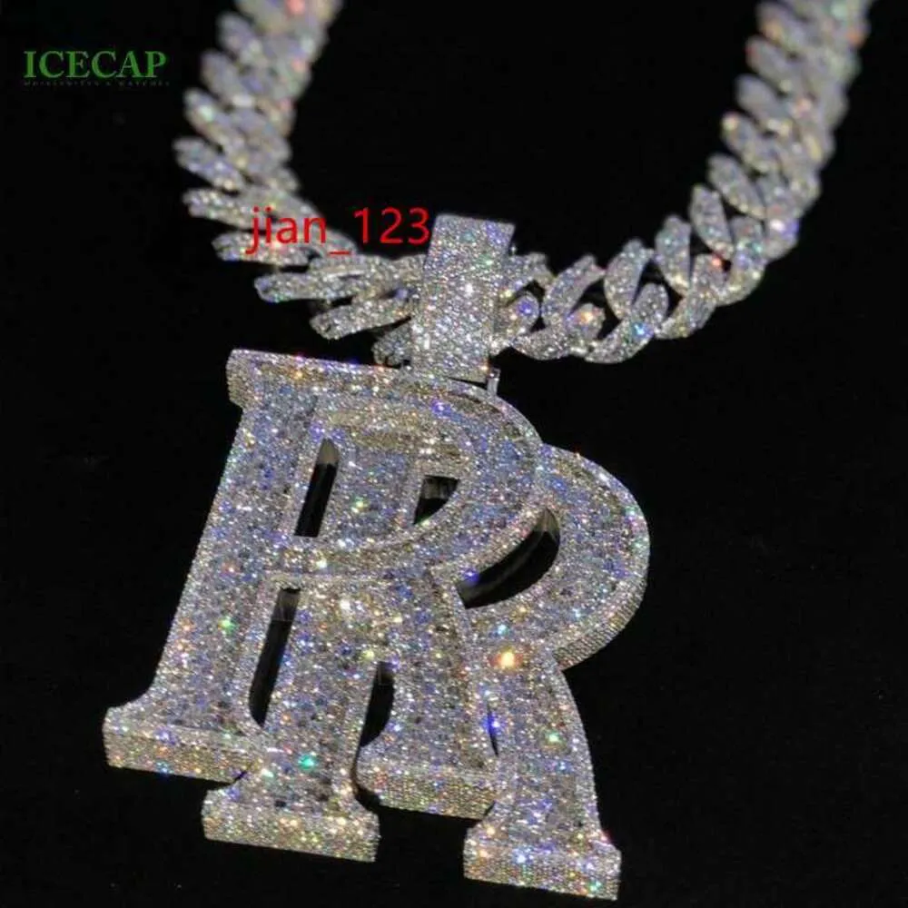 Iced Out Jewelry Moissanite Letters Diamonds Necklace Hip Hop Sier Custom Pendant