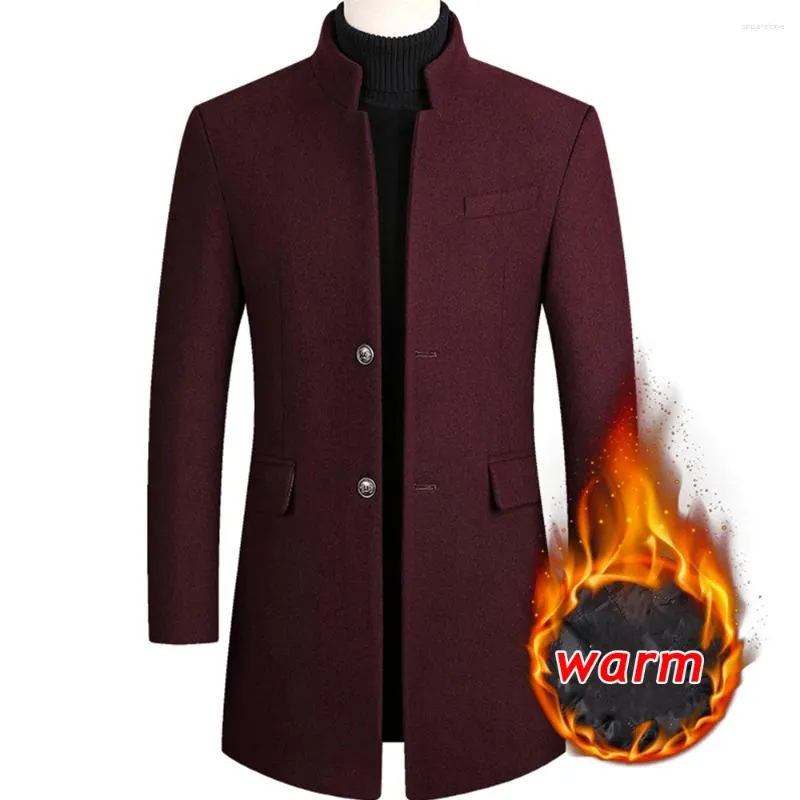 Men's Trench Coats Winter Slim Fit Long Sleeve Cardigans Blends Coat Jacket Suit Solid Mens Woolen