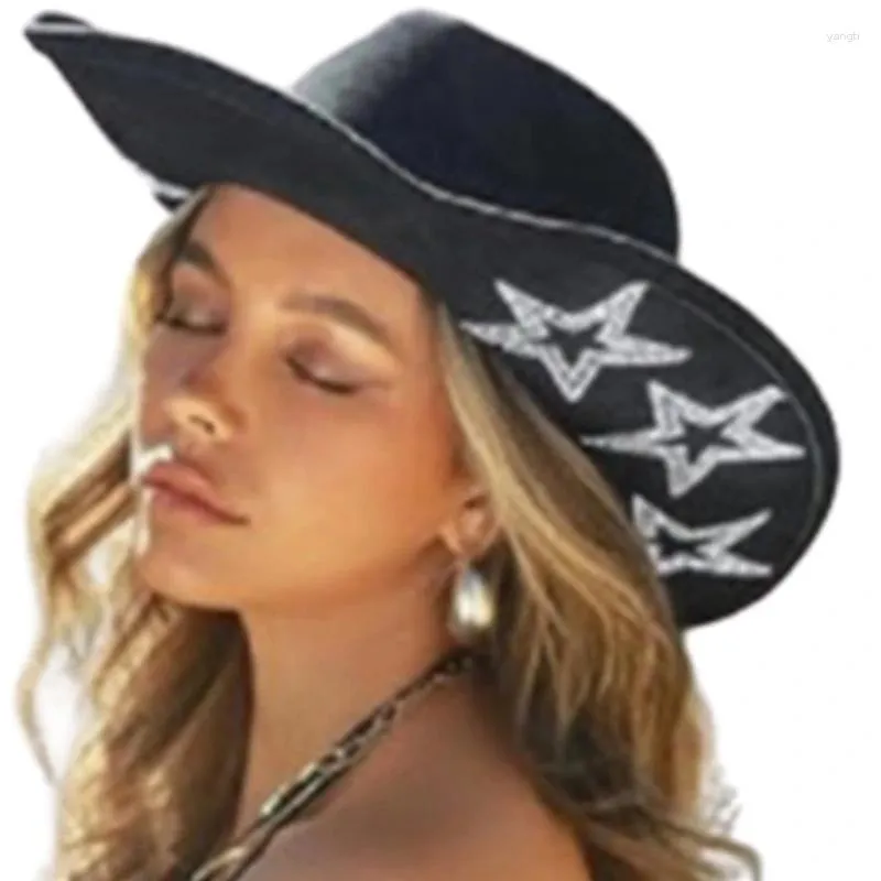 Bérets Chapeau de cowboy respirant Femme Fête de bal avec motif étoile