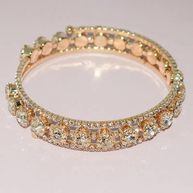 العروس متعددة الاستخدامات الماس الكامل الماس ملفوف سوار مفتوح سوار بلوري