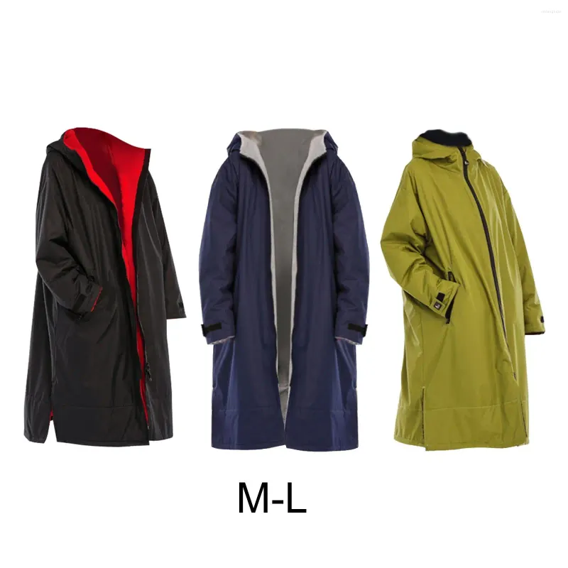 Women's Swimwear Waterproof Surf Changing Robe Outdoor Coat Lamb Wool Jacket Hooded Cloak Beach Surfing Pool Lining Anorak Raincoat Unisex