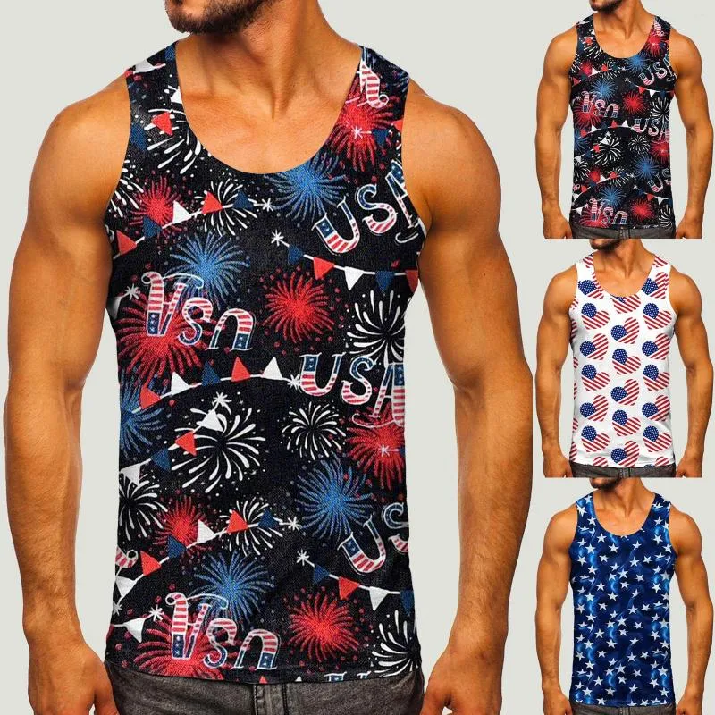 Débardeurs pour hommes Tops pour hommes T-shirt graphique Hommes Chemises hautes lourdes pour la compression Mode Printemps Été Casual Sans manches O