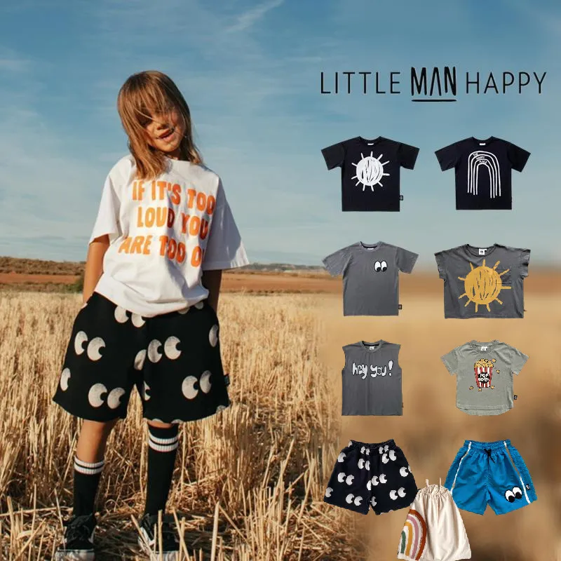 Clothing Sets Bebe Store Little man happy SS2023 Children's Fun Shortsleeved Tshirt shorts 230630