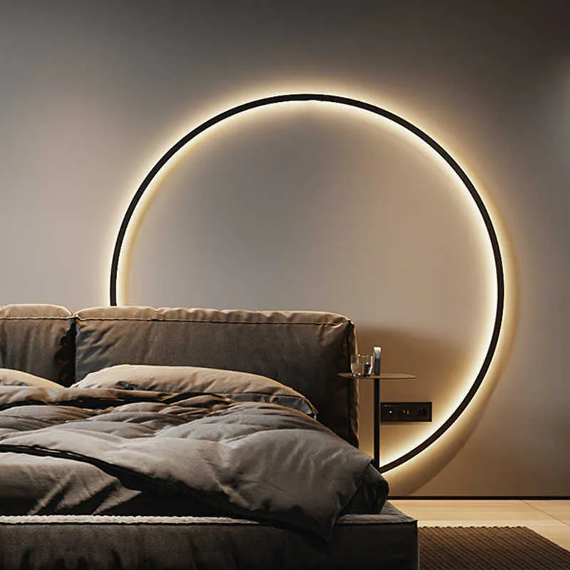 Lamps Modern Minimalist Led Rings Lamp USB Living Room Background Sconce Lighting Creative Beside Wall Light Bedroom FixtureHKD230701