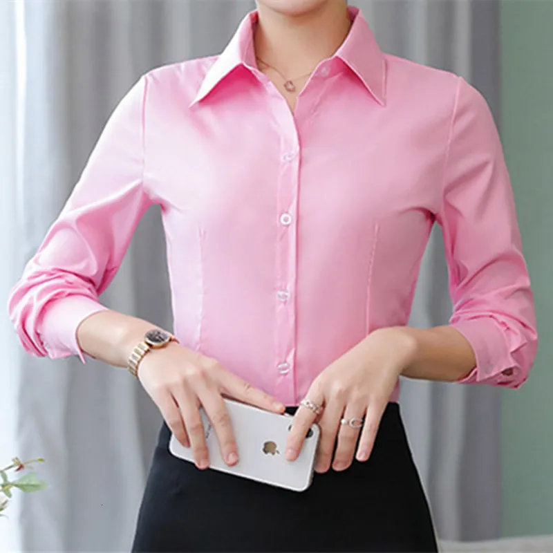 Women's Blouses Shirts Fashion Cotton White Shirt Women Long Sleeve Tops Office Lady Basic Button Solid Woman Blouse 5XL 230630