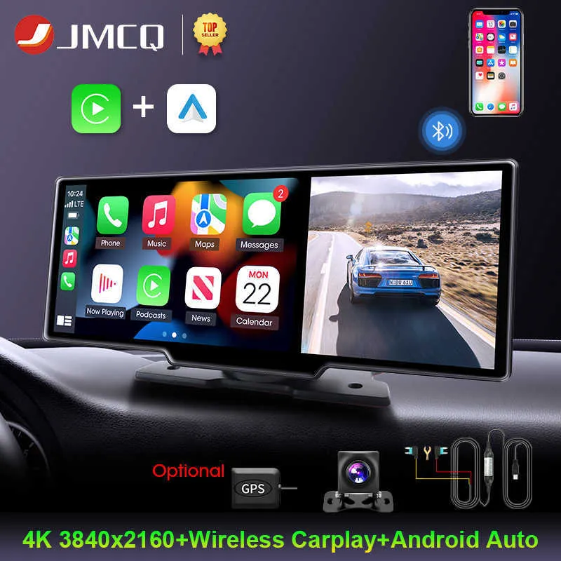 DVRs JMCQ 1026" 4K Dash Cam Caméra de rétroviseur Wifi Carplay Android Auto Dual Lens Car DVR Video Recorder GPS 24H Park AUXHKD230701