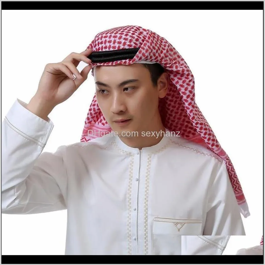 Etniska klädkläder Fashion Shemagh Agal Men Islam Hijab Islamisk halsduk Muslim Arab Keffiyeh Arabic Head Cover Set A225n