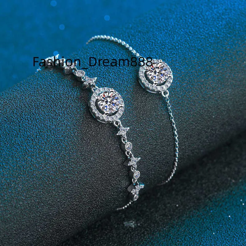 2023 Nouveau 925 Sterling Silver Lab Grown VVS 1 Moissanite Diamond Infinity Slider Bracelet Pour Femmes Bijoux