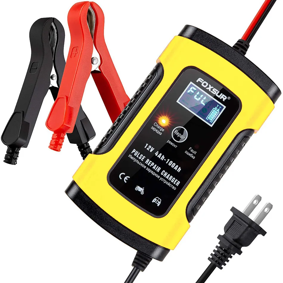 Foxsur 12V 5A Smart Car Battery Ladegerat Schnelles Laden Fur Hauptversammlung Gel Nasse Trockene Blei Saure Batterien Digital LCD Display Gelb SUV Von 11 56 DHgate