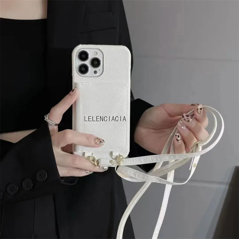 Designer de mode Apple 13promax Phone Case 11pro Crossbody Strap 12 Sac à langer en cuir 14 Femmes Lovers Cards Pocket Cellphone Cases