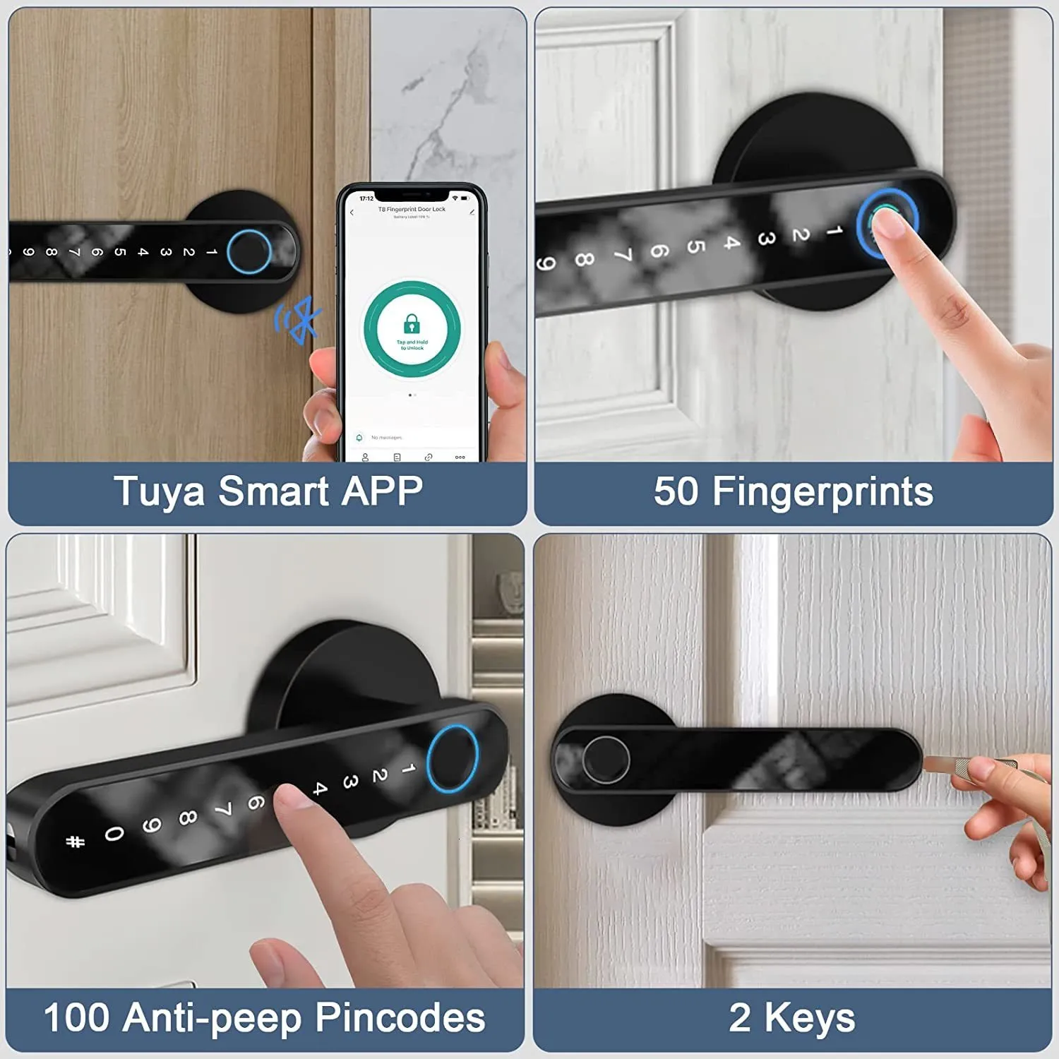 Smart Life Tuya Bluetooth Access Control Fingerprint Keypad Door Handl –  Digital Life