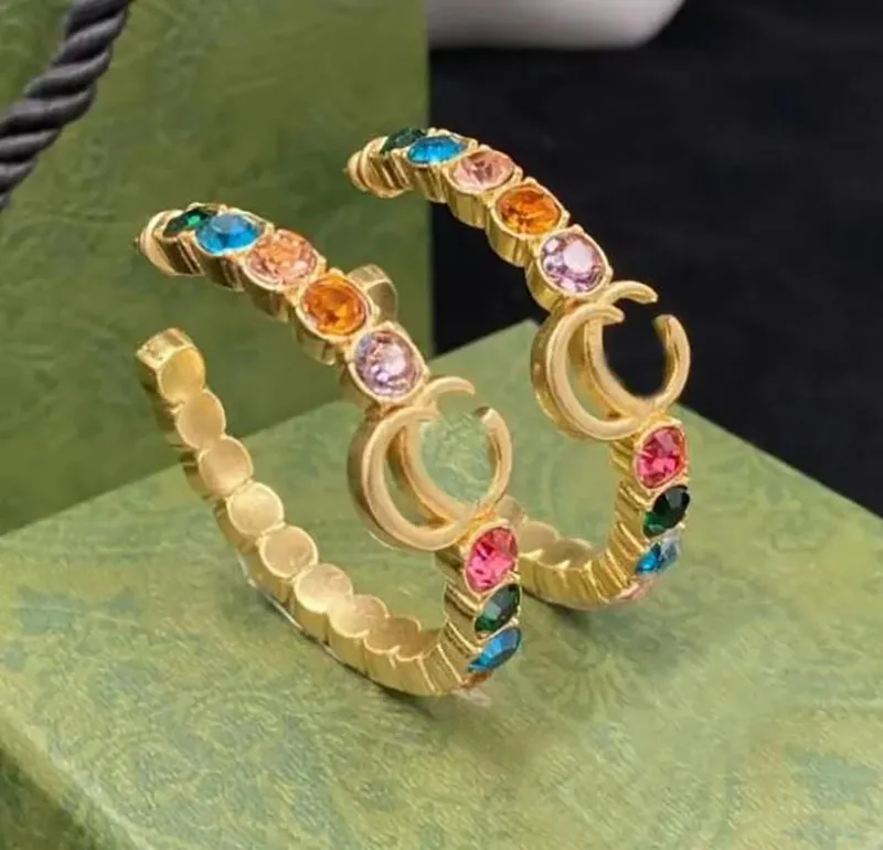 Znakomity obręczy kolor Diamond Hoop Huggie Kolczyki Aretes Orecchini moda osobowość Duże koła kolczyki damskie projektanta przyjęcia weselnego biżuteria