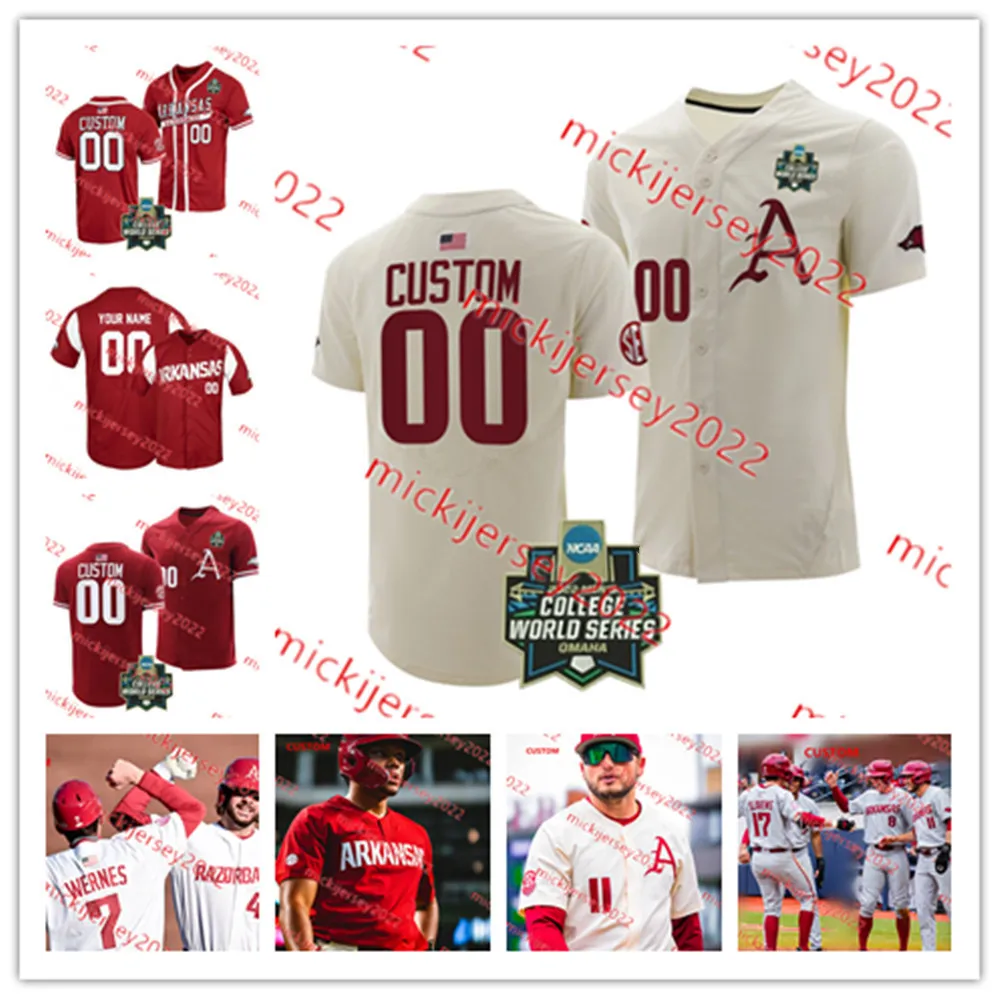 Tavian Josenberger Jared Wegner Arkansas Baseball Jersey 10 Peyton Stovall Custom Mens Youth Brady Slavens 8 Jace Bohrofen Kendall Diggs Arkansas Jerseys