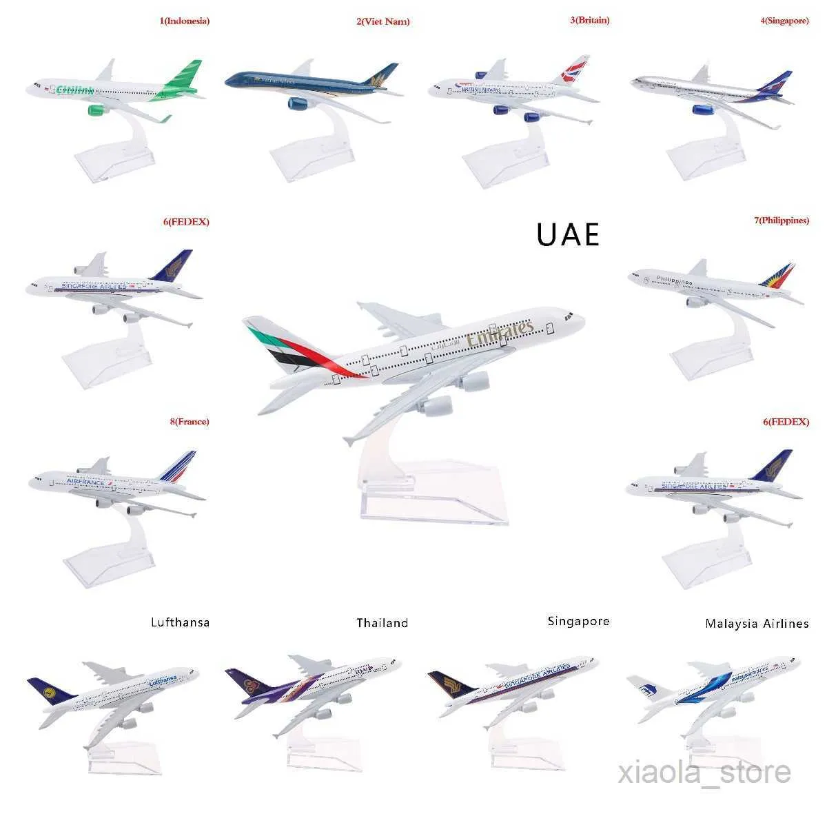 Aircraft Modle 16cm Original Model A380 Airbus UAE Lufthansa Boeing 747 Plane Model Plane Diecast Metal Model 1 400 Collection Plane Toy GiftHKD230701