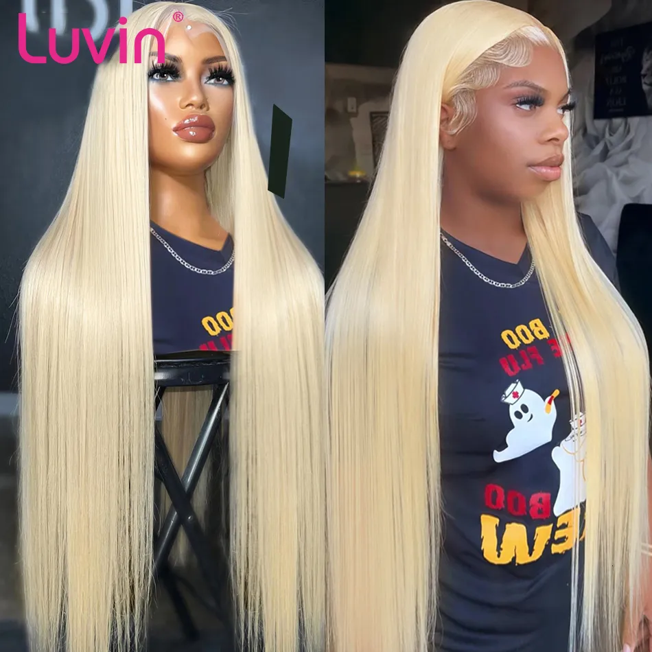 Синтетические парики Luvin 30 32 дюймов 13x4 прямые 613 медовые светлые человеческие волосы прозрачный реми бразильский 13x6 цвет кружевной фронтальный парик для женщин 230630