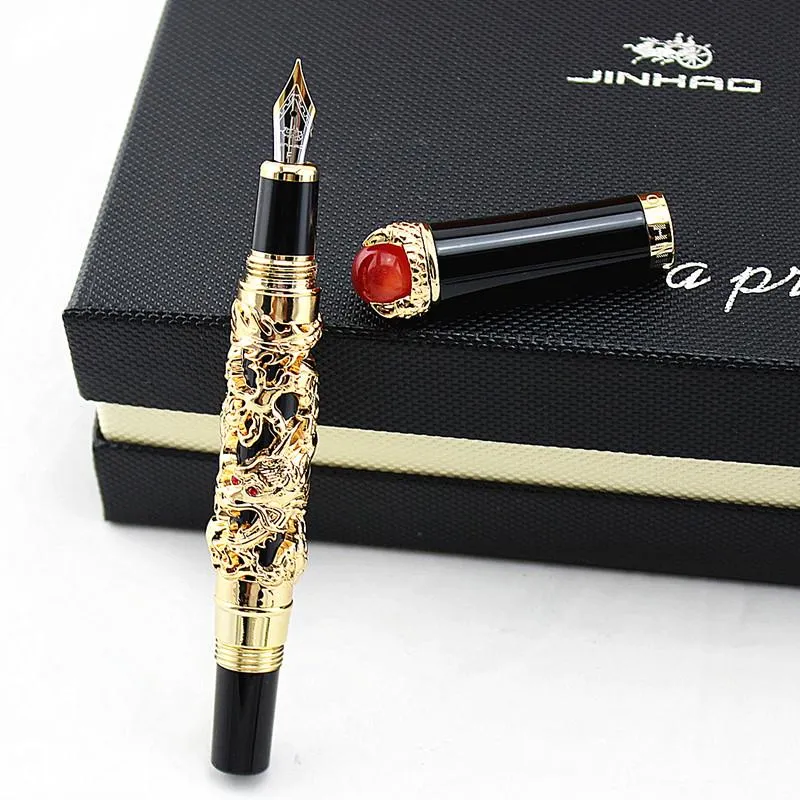 Pens Luxury Jinhao Dragon King Series Fountain Fountain Pen 0,5 mm Art Curbe Calligraphy Pen Bureau Supplies