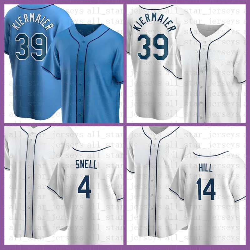 Maglia da baseball personalizzata 39 Kevin Kiermaier 12 Wade Boggs 14 Brett Phillips 4 Blake Snell 42 Jackie Robinson 27 Carlos Gomez