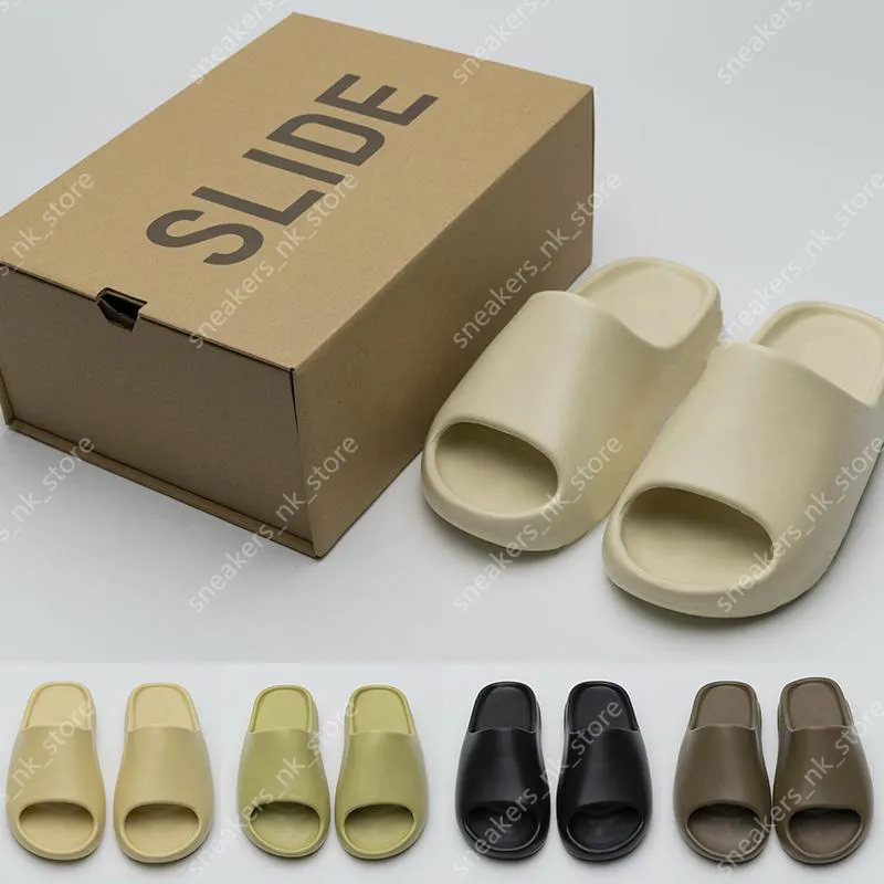 With Box Slides النعال صنادل Slippers sandals Sneakers Shoes Graffiti Bone White Resin Desert Sand Rubber Summer Earth Brown Flat Men Women Beach fashion Outdoor Trainers EUR 36-46