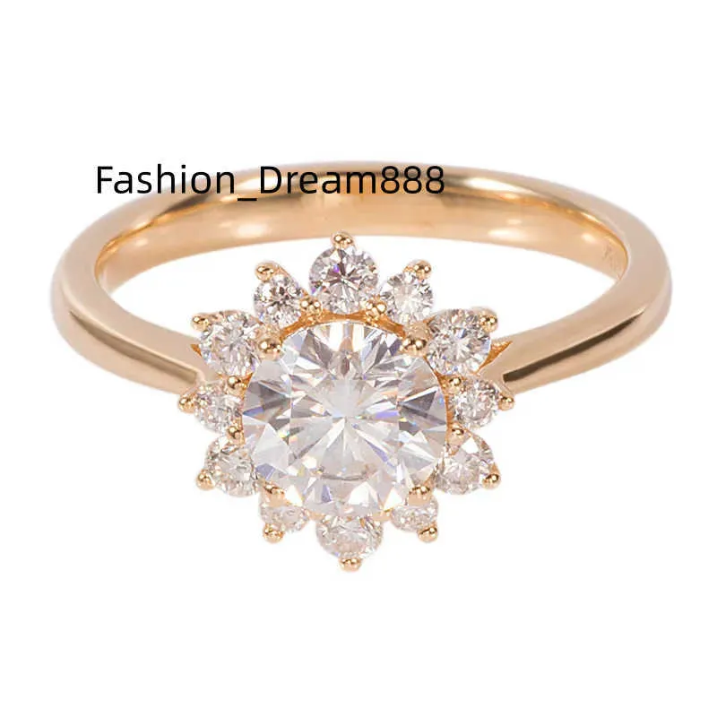 Zuanyang Jewelry Engagement Wedding Rings romantic Style 18k yellow Gold 6.5mm DEF Color Moissanite rings