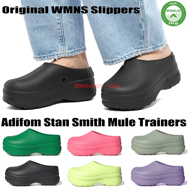 2023 Adiform Moda Feminina Stan Smith Mule Chinelos Deslizamento de Designer Slip On Meninas Plataforma Coberta Núcleo Preto Lucid Limão Lucid Rosa Prata Verde Sandálias Tênis