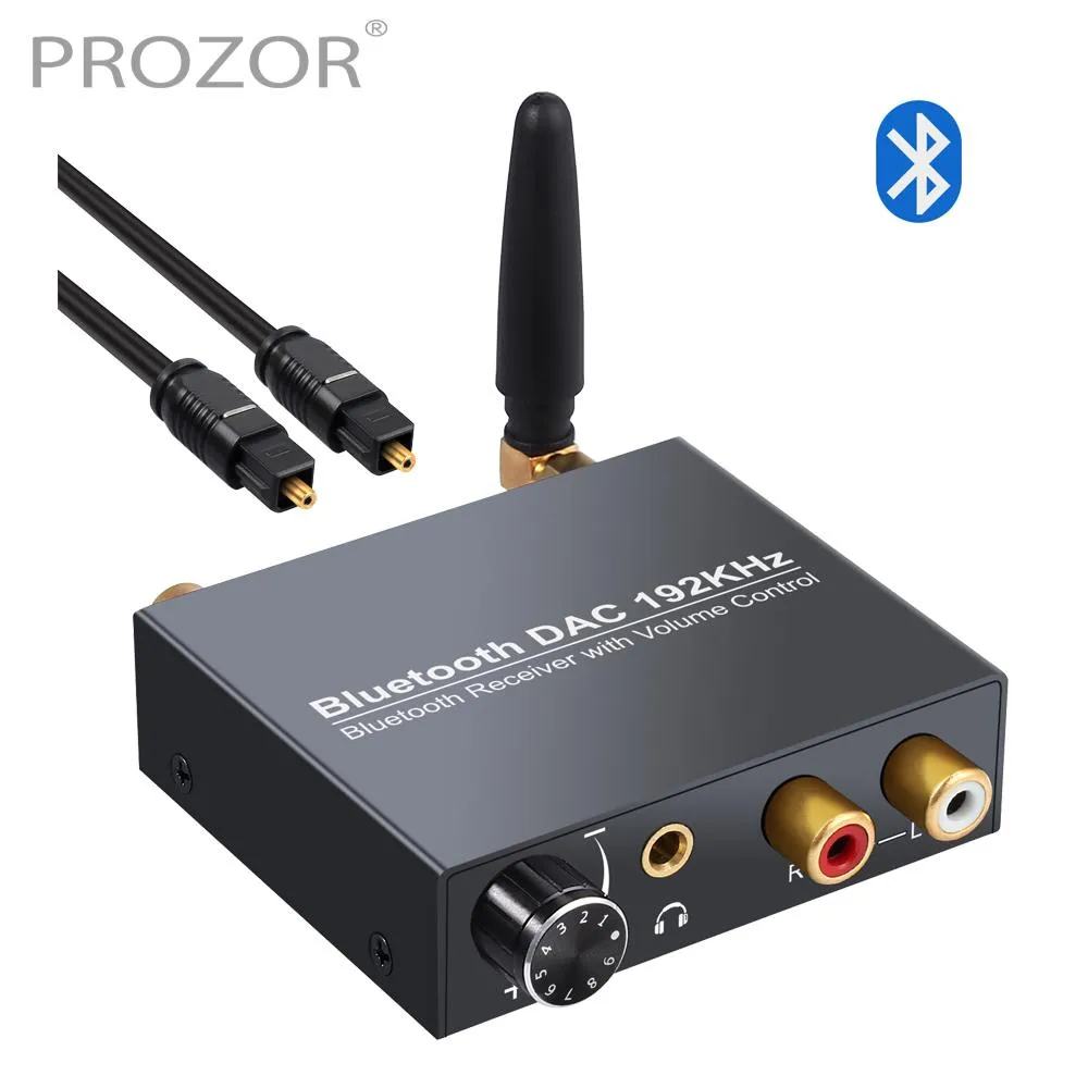 Amplificadores Prozor 192khz Dac Digital para Conversor de Áudio Analógico com Receptor Bluetoothcompatível Óptico Coaxial para Rca 3.5mm Adaptador de Áudio