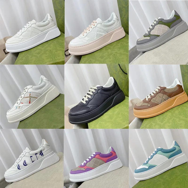 DDesigner Skor Dam Retro Präglade Sneaker Mode Läder Platform skor vit mångsidig platt sko toppkvalitet med box NO334