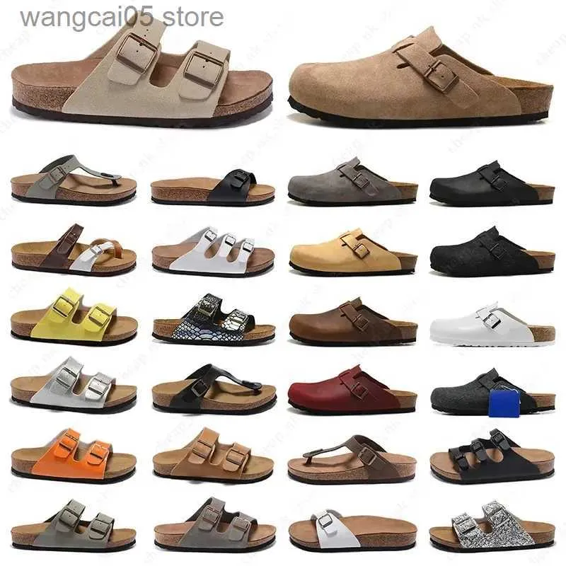 Slippers designer slippers boston klompen sandalen dia's arizona sandaal klomp mannen vrouwen schoenen sliders suède slangenleer gesp flip flops pantoffel T230701