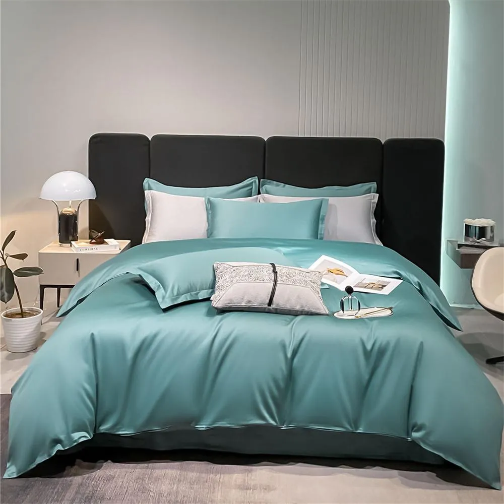 Adesivi Svetanya Nordic Light Green 100% biancheria da letto in cotone egiziano Ru Europe Queen King Family Size Set lenzuolo con angoli copripiumino biancheria da letto