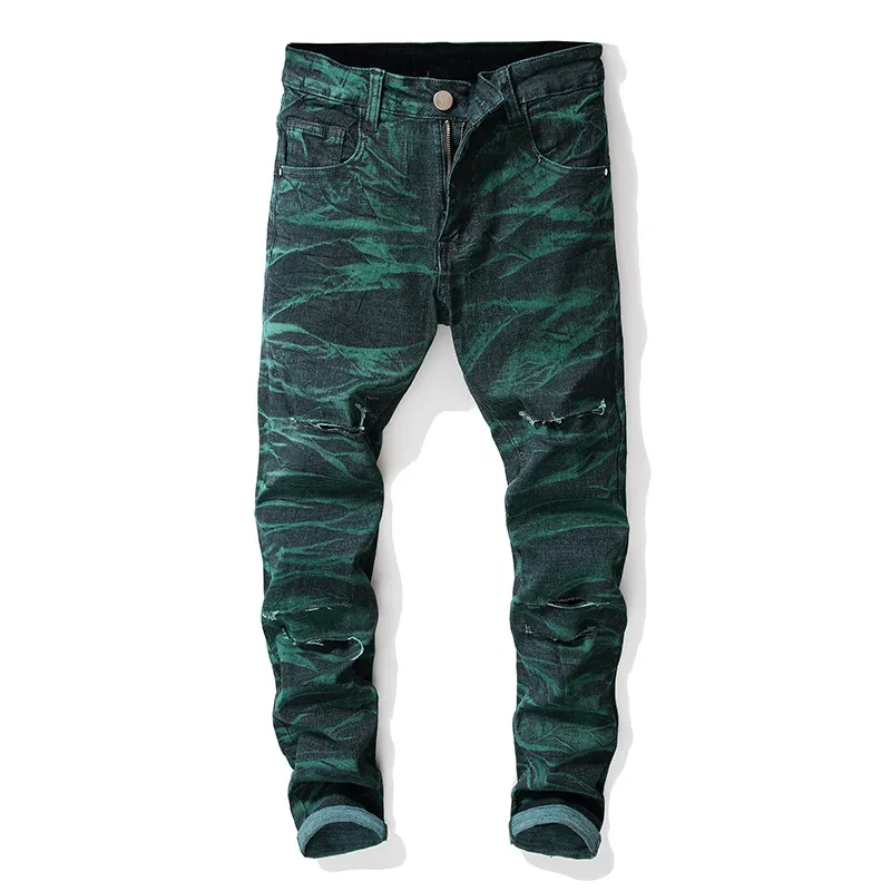 Herfst en winter nieuwe heren retro grijze jeans casual losse katoenen denim broek stretch print broek vaqueros de hombre