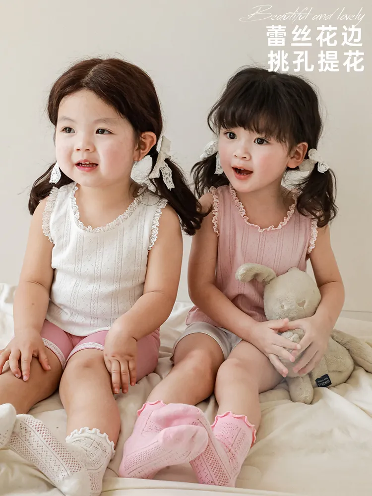 Kleidung Sets Mädchen Top Sommer Dünne Baby Gestrickte Tragen Kinder Atmungsaktive Coole Koreanische Weste 230630