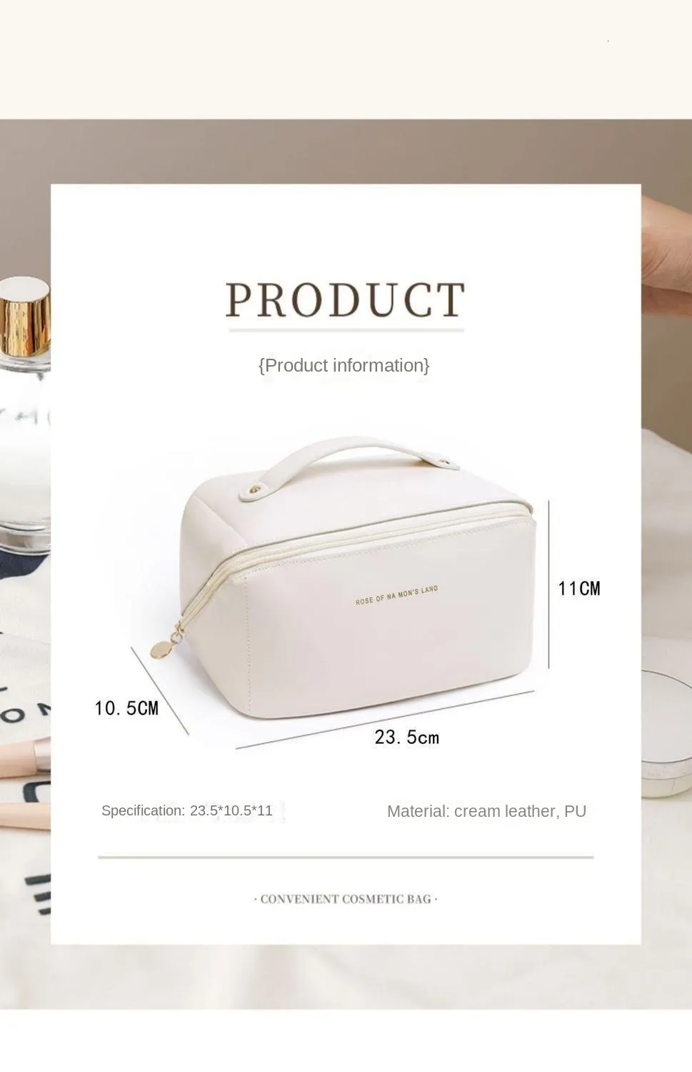 Beauty Case Da Viaggio Trasparente Impermeabile – Organizer Portatile Per Trucchi E Prodotti Di Bellezza (Bianco) - 4