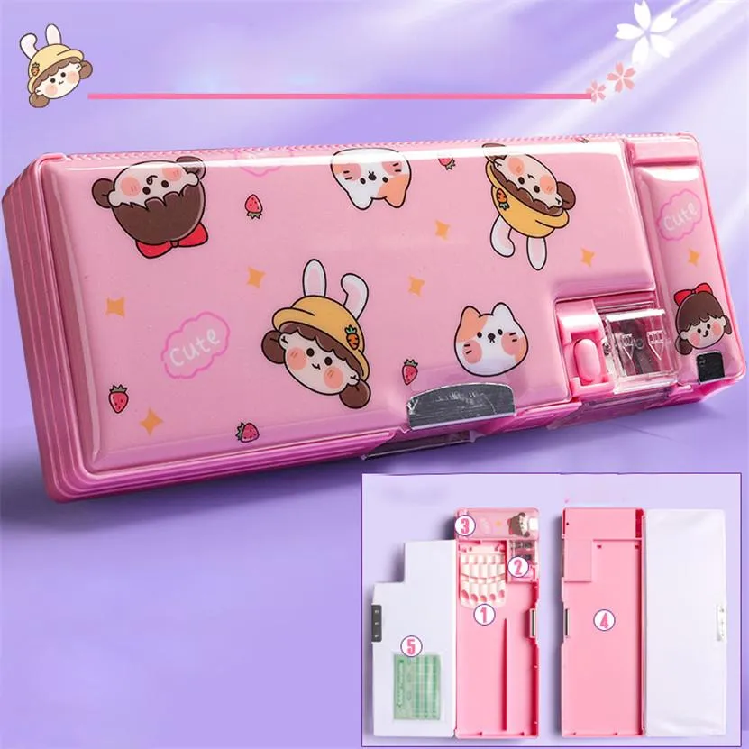 Çantalar Kalem Kılıfları Kawaii Büyük Kalem Kutusu Unicorn Kalem Kılıfı Japon Estuches Escolares Çok Fonksiyonlu Quicksand ve Okulu Sevimli Koşan