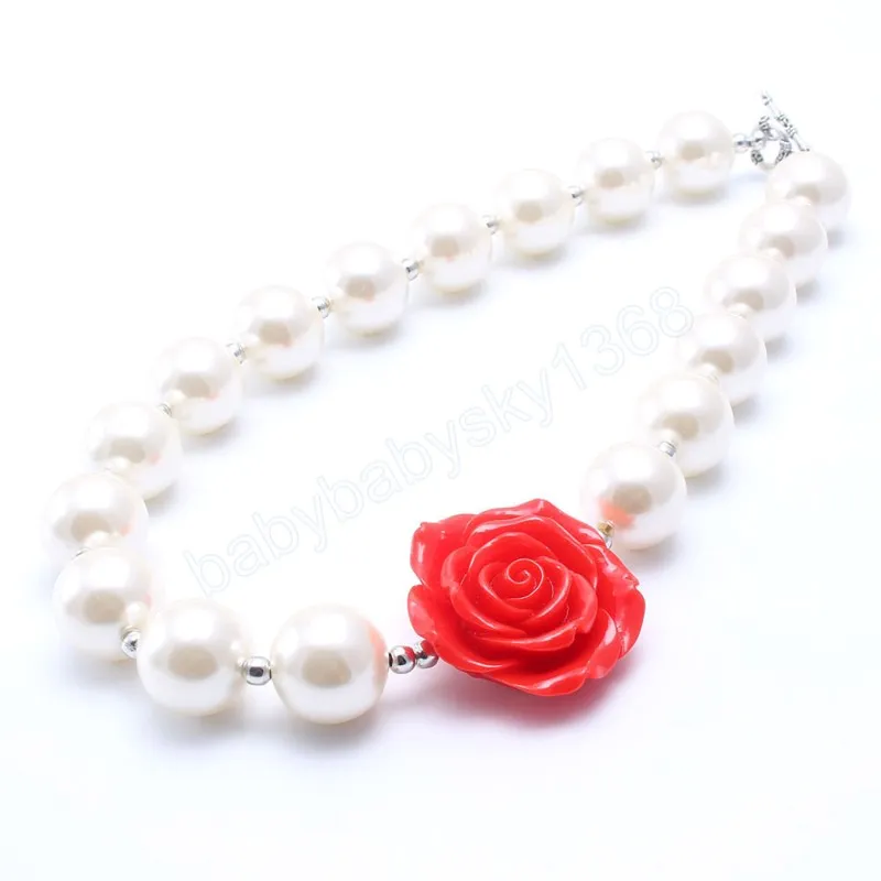 Save Big on Bulk Wholesale Girls Chunky Bubblegum Bead Necklace Bubblegum  Necklace Red Flower White Beads Fashion Necklace For Little Girls, Chunky 