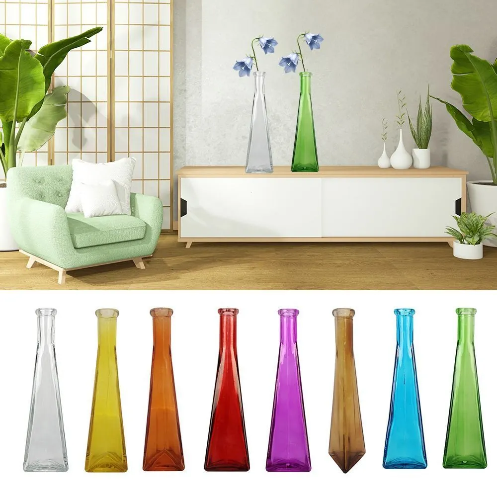 Vases Color Clear Mini Glass Vase Flower Bottle Ornaments Arrange Home Decoration 230701