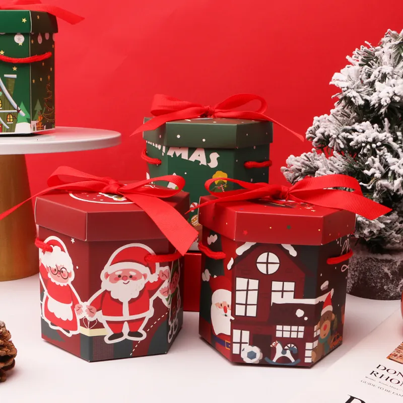 50 Pcs Christmas Treat Boxes With Handle Elk Design Gift Boxes