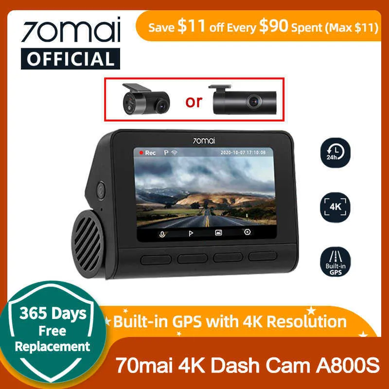 DVRs 4K Dash Cam Builtin GPS ADAS 140FOV 70mai Camera Car DVR A800S 24H Parking Monitor Support