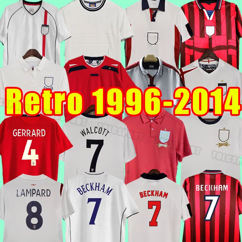 Engeland retro voetbalshirts Gerrard Beckham SHEARER Lampard Rooney Owen Terry klassiek vintage voetbalshirt 05 07 08 10 09 12 14 13 1998 2000 2002 2004 2014 2012