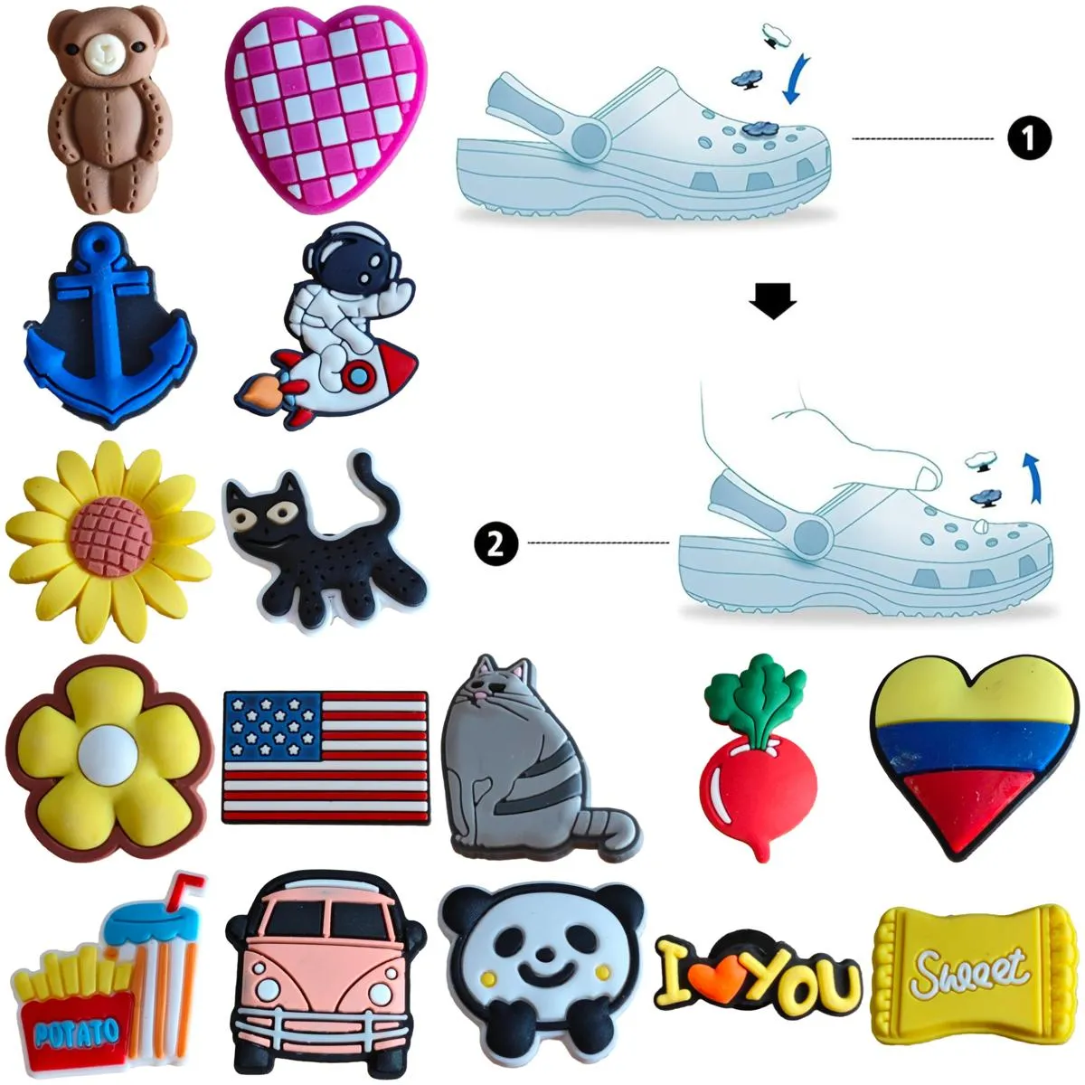 Accessori per cartoni animati Modello Charms Scarpe Pantofole Decorazione Per Croce Dolce Gatto Charm Clog Drop Consegna Otv4T