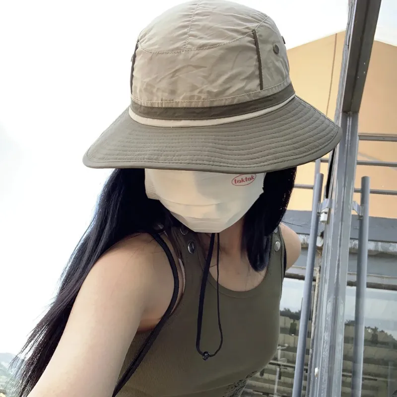 Japanische Mode Kordelzug Fischer Hut Frauen Sommer Im Freien Bergsteigen Eimer Hut Atmungsaktiv Sonnenschirm Casual Angeln Hut