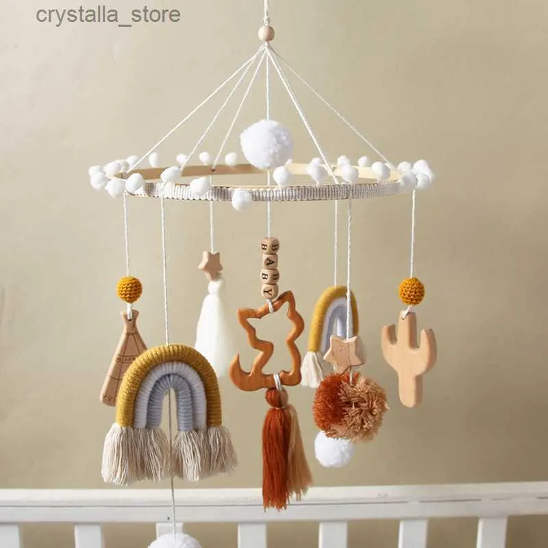 1 ensemble 0-12 mois bébé mobile hochets jouets nom personnalisable arc-en-ciel lit cloche chambre décor enfants musical suspendu jouet cadeaux d'anniversaire L230518