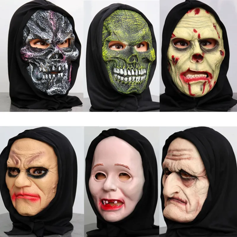 Máscaras de festa Cosplay Zombie Mask for Adults Halloween Masculino Feminino Horror Headgear Masquerade Costume Props 230630