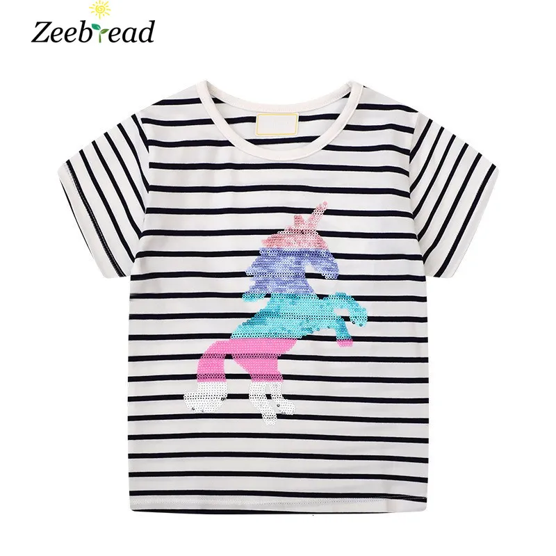 Zestawy odzieży Zeebread Summer jednorożca Kids Kids Tshirts Krótki rękaw Sprzedawanie malucha bawełniane ubrania TEE TOES Baby Wear 230630