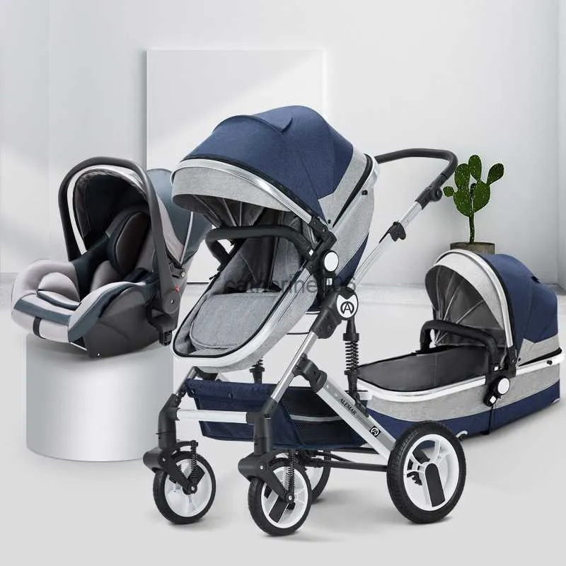 2023 Nouvelle poussette bébé poussette bébé 3 en 1 poussette de voiture de paysage haut avec Bassinet Nouveau-né de voyage portable Baby Carriage L230625