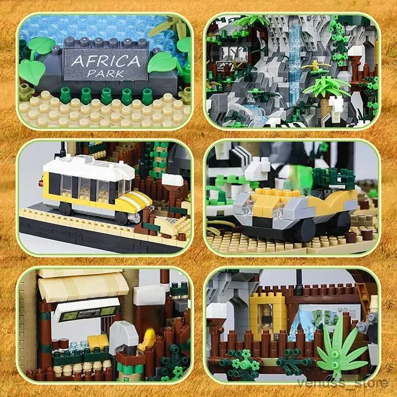 Toys Blocks Plastic Zoo Desert Park Building Blocks Set Elephant, Lion ...