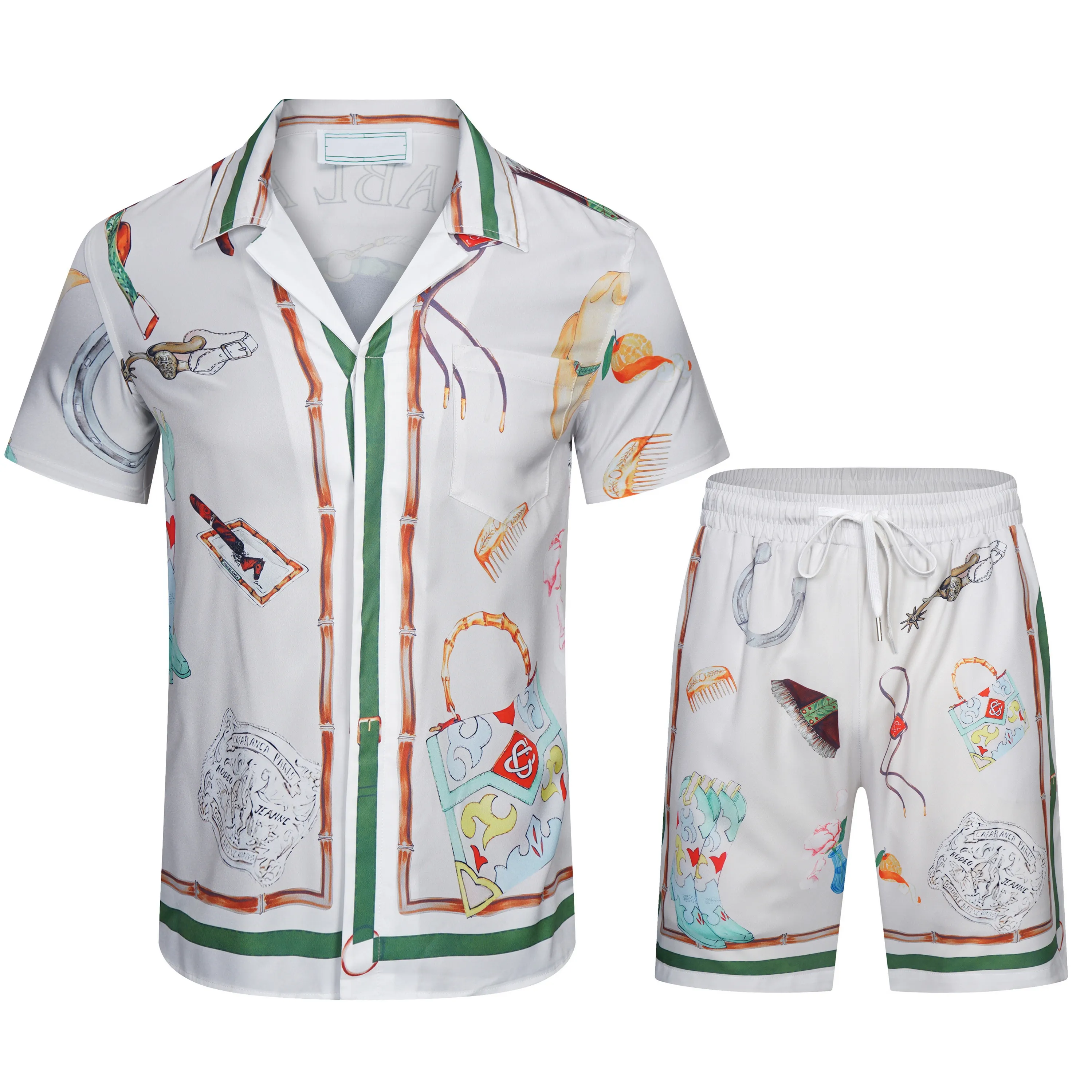 Chándales de hombre Hombres Mujeres Conjunto corto T Shrt Hawaii Traje de playa Hip Hop Camisa Pantalones cortos Traje de pareja