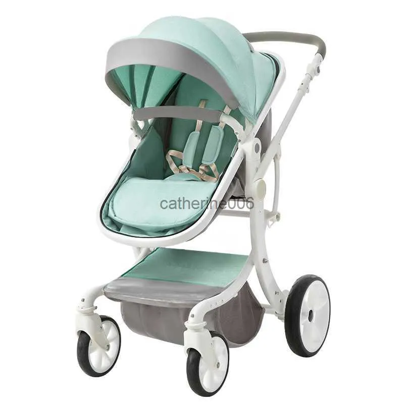 Nieuwe kinderwagen 2 in 1 Groene kinderwagen gevouwen kinderwagen Luxe kinderwagen voor baby reizen kinderwagen Roze baby auto lichtgewicht L230625