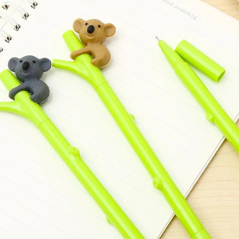 Stylos 24pcs / pack Nouveauté japonaise kawaii koala stylo gel animal stylos fun cool blue ink bureau école kawai papeterie crayon crayon sac