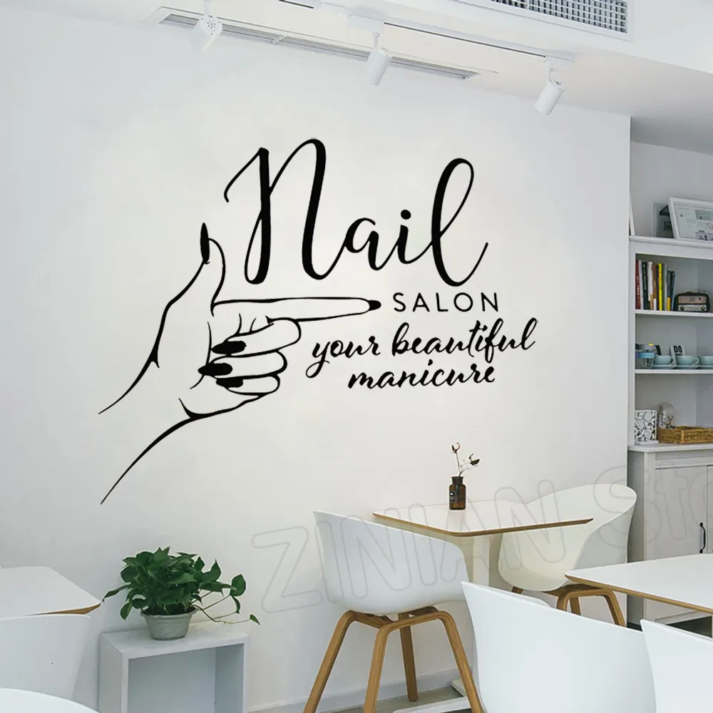 1 pc Sticker Mural Salon De Beauté Manucure Nail Salon Mur Art